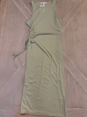 Planet Gold Ribbed Tank Top Dress in Sage Green